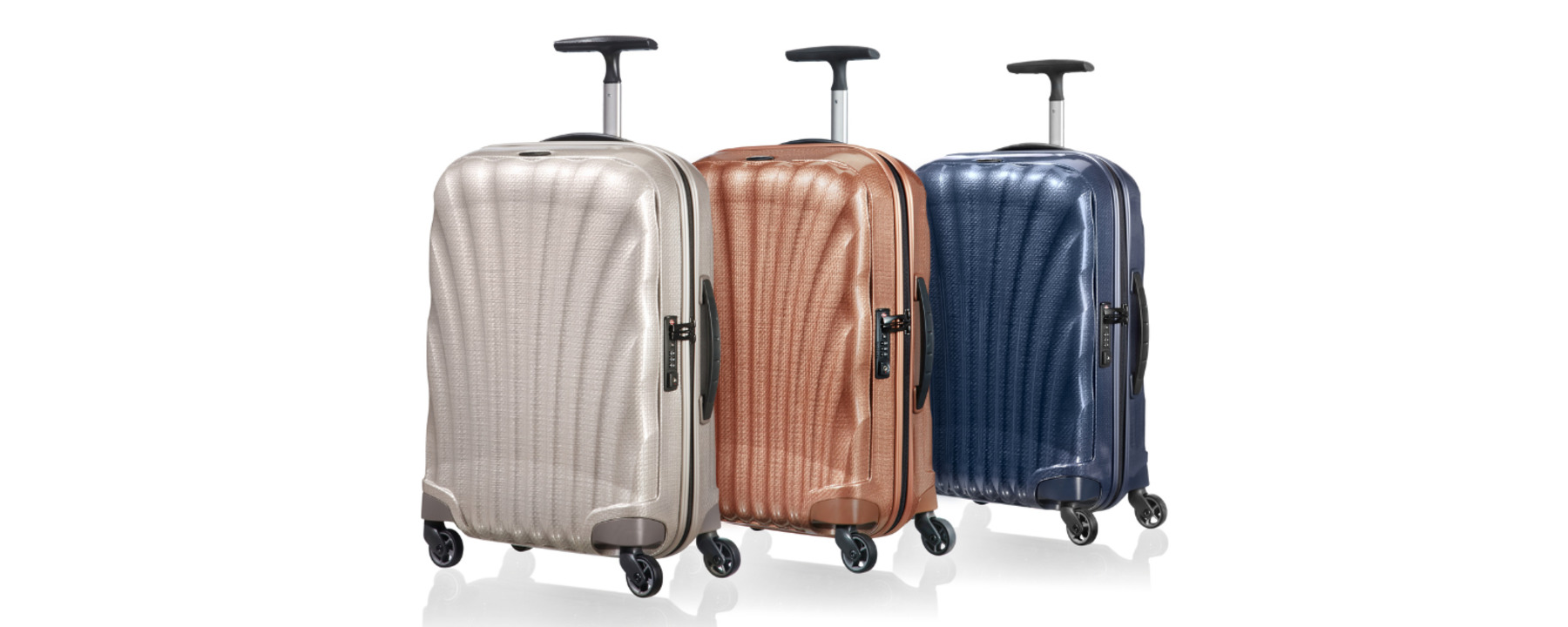 three suitcases in a row