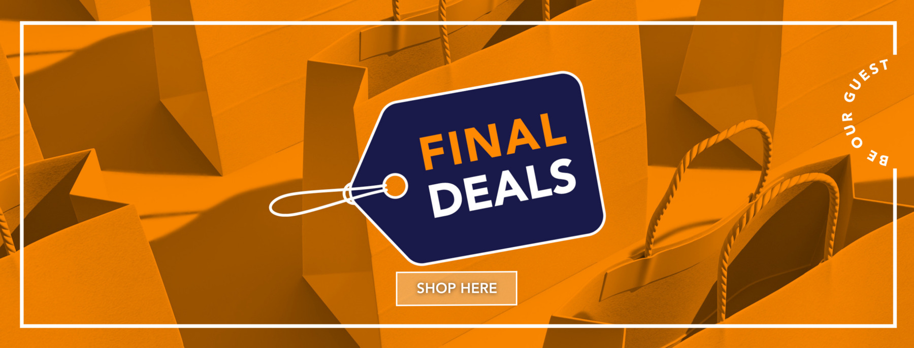 An orange background picture of shopping bags with a blue ‘Final Deals’ logo.