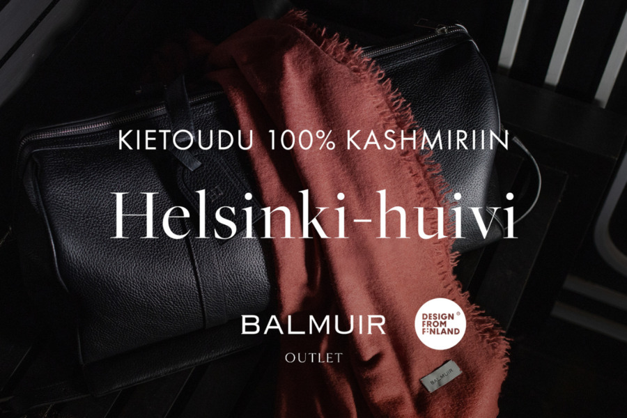 Purple Balmuir Helsinki scarf and black leather handbag
