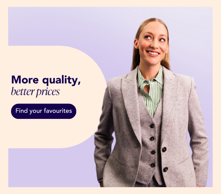 Woman wearing a blazer against an purple background