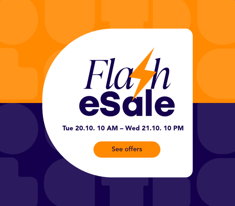 Flash eSale Tue 20.10. 10 AM until Wednesday 21.10. 10PM. See offers.