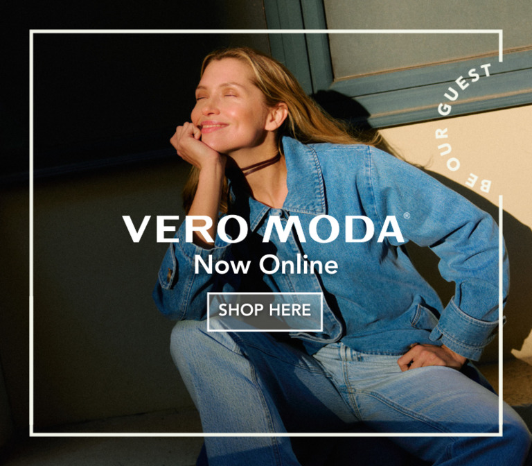 A brand image of a woman wearing a denim shirt