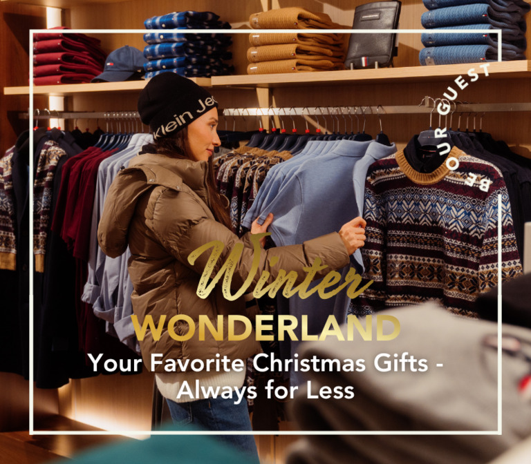 A woman shopping christmas gifts in Tommy Hilfigren store in Helsinki Outlet
