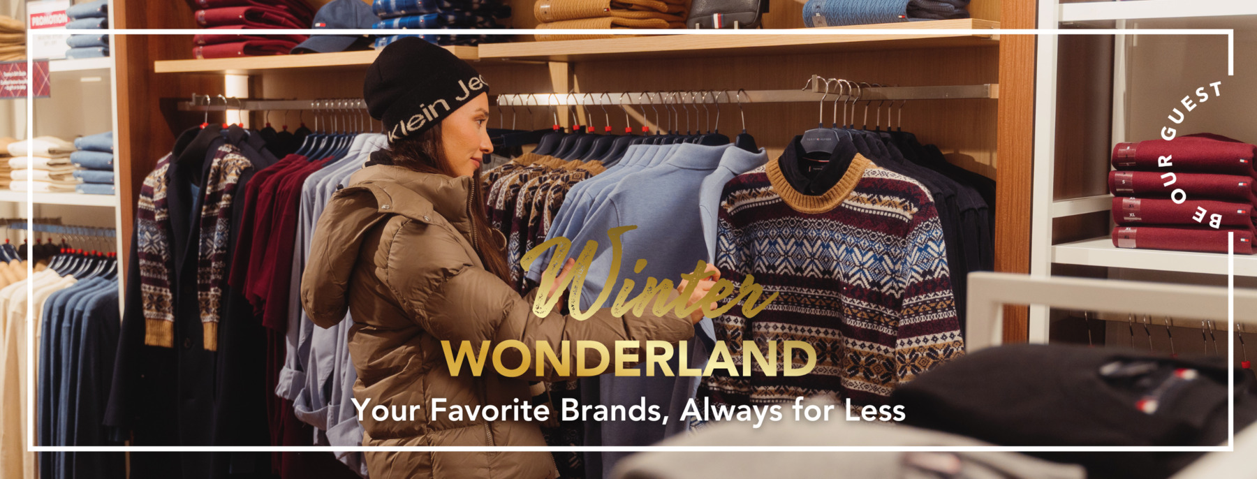 A woman shopping christmas gifts in Tommy Hilfigren store in Helsinki Outlet